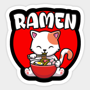 Cute Cat eating Ramen Noodles Sticker